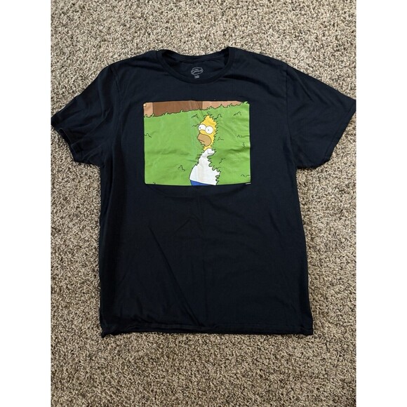 Vintage The Simpsons Homer Simpson Emerging From A Bush Black Shirt Size L - Picture 3 of 8